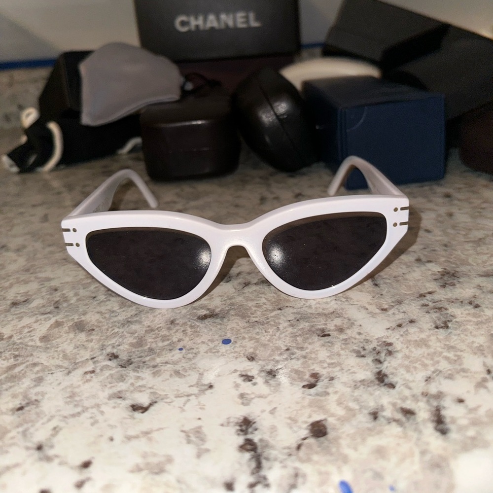 Christian Dior cat eye white sunglasses